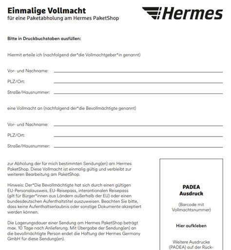 hermes abholungen|Hermes abholung vollmacht.